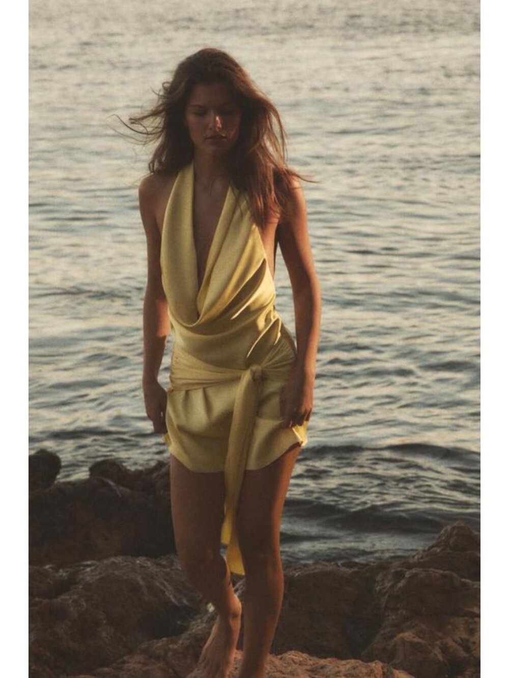 ZARA SATIN EFFECT MINI DRESS WITH SASH